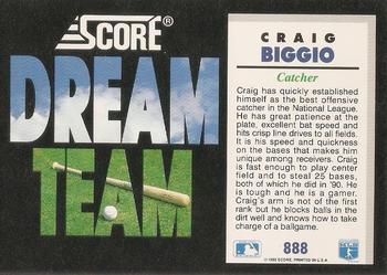 1992 Score #888 Craig Biggio Back