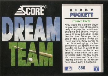 1992 Score #886 Kirby Puckett Back