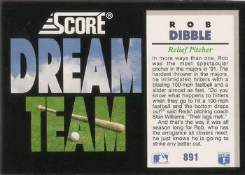 1992 Score #891 Rob Dibble Back