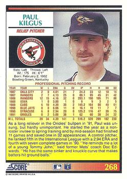 1992 Score #268 Paul Kilgus Back