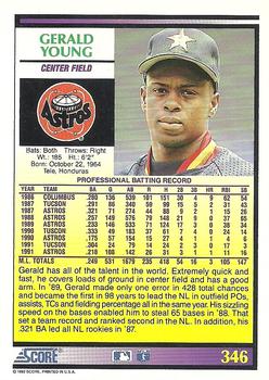 1992 Score #346 Gerald Young Back