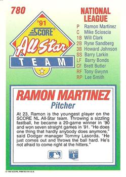 1992 Score #780 Ramon Martinez Back