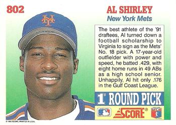1992 Score #802 Al Shirley Back