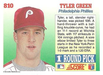 1992 Score #810 Tyler Green Back