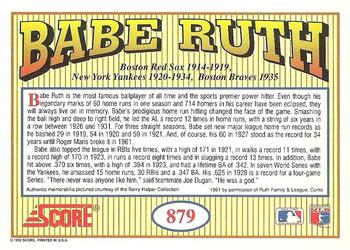 1992 Score #879 Babe Ruth Back