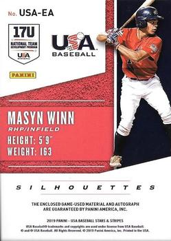 2019 Panini USA Baseball Stars & Stripes - USA BB Silhouettes Signatures Jerseys #USA-EA Masyn Winn Back