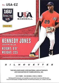 2019 Panini USA Baseball Stars & Stripes - USA BB Silhouettes Signatures Jerseys #USA-EZ Kennedy Jones Back