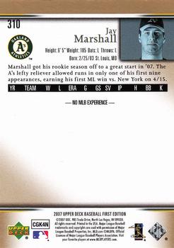 2007 Upper Deck First Edition #310 Jay Marshall Back
