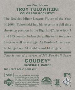 2007 Upper Deck Goudey #55 Troy Tulowitzki Back