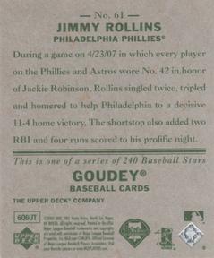 2007 Upper Deck Goudey #61 Jimmy Rollins Back