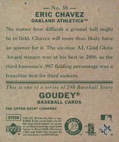 2007 Upper Deck Goudey #38 Eric Chavez Back