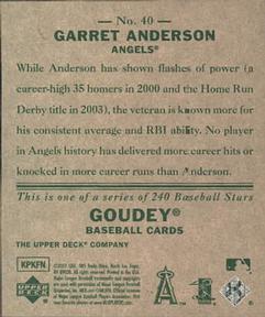2007 Upper Deck Goudey #40 Garret Anderson Back