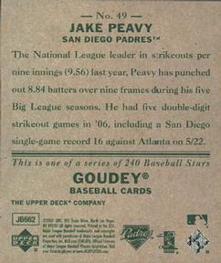 2007 Upper Deck Goudey #49 Jake Peavy Back