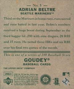 2007 Upper Deck Goudey #5 Adrian Beltre Back