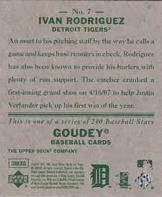 2007 Upper Deck Goudey #7 Ivan Rodriguez Back