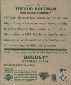2007 Upper Deck Goudey #97 Trevor Hoffman Back