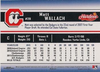 2012 Grandstand Chattanooga Lookouts #NNO Matt Wallach Back