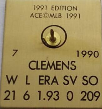 1991 Ace MVP Pins #NNO Roger Clemens Back
