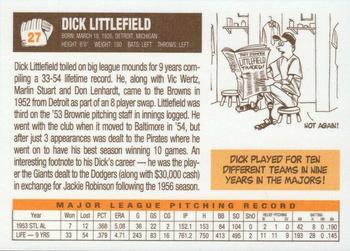 2003 1953 St. Louis Browns 50th Anniversary Set #27 Dick Littlefield Back