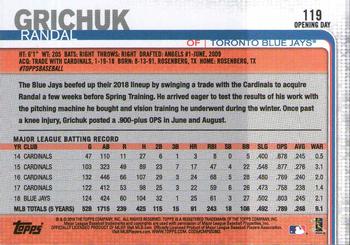 2019 Topps Opening Day - Maple Leaf #119 Randal Grichuk Back