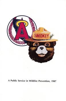 1987 California Angels Smokey #24 Checklist Front