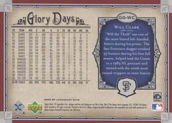 2005 SP Legendary Cuts - Glory Days #GD-WC Will Clark Back