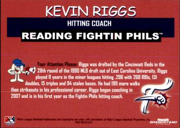 2018 Grandstand Reading Fightin Phils #NNO Kevin Riggs Back