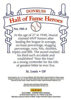 2019 Panini Diamond Kings - Hall of Fame Heroes #HH-4 Stan Musial Back