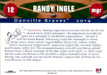 2014 Grandstand Danville Braves #NNO Randy Ingle Back