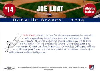 2014 Grandstand Danville Braves #NNO Joe Luat Back