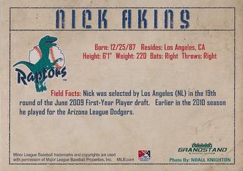 2010 Grandstand Ogden Raptors #NNO Nick Akins Back