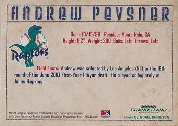 2010 Grandstand Ogden Raptors #NNO Andrew Pevsner Back