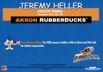 2018 Grandstand Akron RubberDucks #NNO Jeremy Heller Back