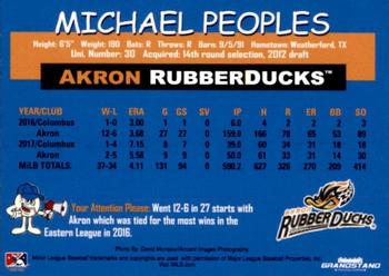 2018 Grandstand Akron RubberDucks #NNO Michael Peoples Back