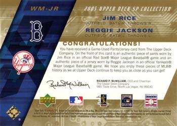 2005 SP Collection - SPx Winning Materials Dual Jersey #WM-JR Reggie Jackson / Jim Rice Back