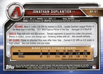 2019 Bowman - Prospects #BP-67 Jonathan Duplantier Back