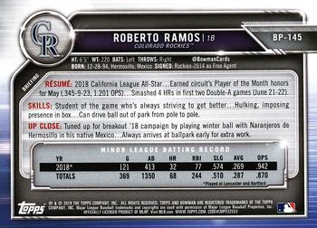 2019 Bowman - Prospects #BP-145 Roberto Ramos Back