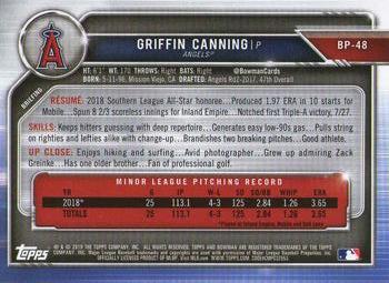 2019 Bowman - Prospects Camo #BP-48 Griffin Canning Back