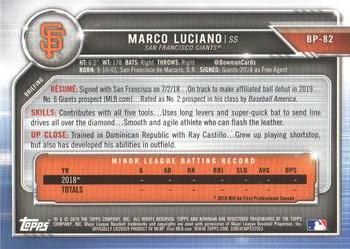 2019 Bowman - Prospects Camo #BP-82 Marco Luciano Back