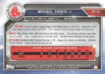 2019 Bowman - Prospects Camo #BP-92 Michael Chavis Back