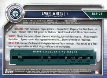 2019 Bowman - Chrome Prospects #BCP-31 Evan White Back