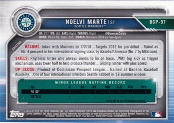 2019 Bowman - Chrome Prospects #BCP-97 Noelvi Marte Back
