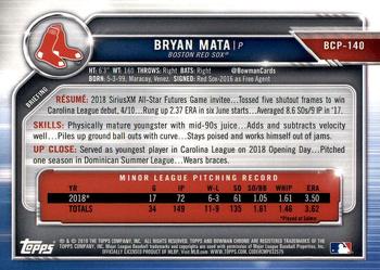 2019 Bowman - Chrome Prospects #BCP-140 Bryan Mata Back