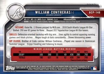 2019 Bowman - Chrome Prospects #BCP-148 William Contreras Back
