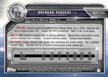 2019 Bowman - Chrome Prospects Atomic Refractor #BCP-143 Brendan Rodgers Back