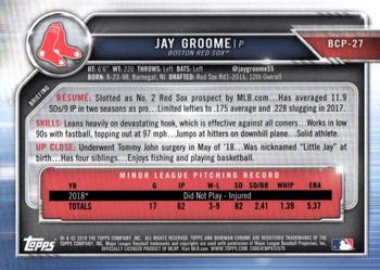 2019 Bowman - Chrome Prospects Aqua Refractor #BCP-27 Jay Groome Back