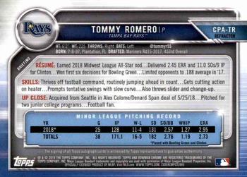2019 Bowman - Chrome Prospect Autographs Refractor #CPA-TR Tommy Romero Back