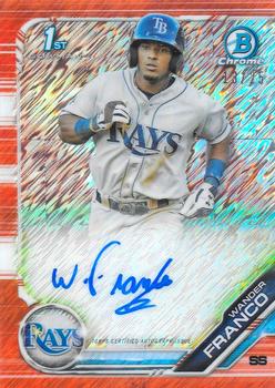 2019 Bowman - Chrome Prospect Autographs Red Shimmer Refractor #CPA-WF Wander Franco Front