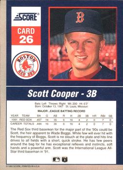 1992 Score - 90's Impact Players #26 Scott Cooper Back