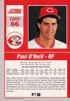 1992 Score - 90's Impact Players #66 Paul O'Neill Back
